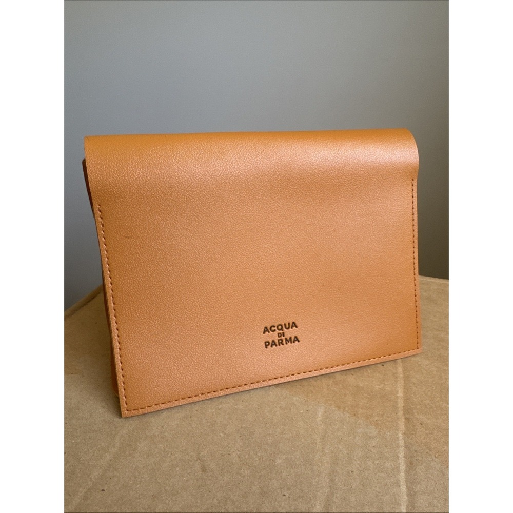 ACQUA DI PARMA Mustard Faux Leather Amenity Pouch (Bag Only) Etihad Airways Snap